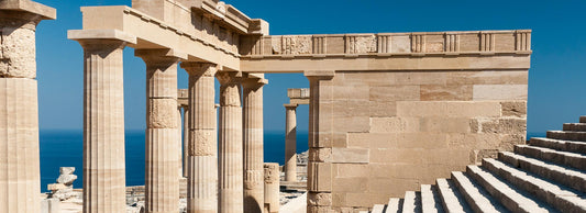 Historical structures as a theme image for the evolution of sandals shoes